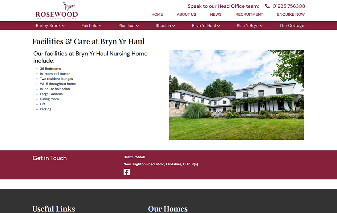 Rosewood website design – portfolio artboard 2