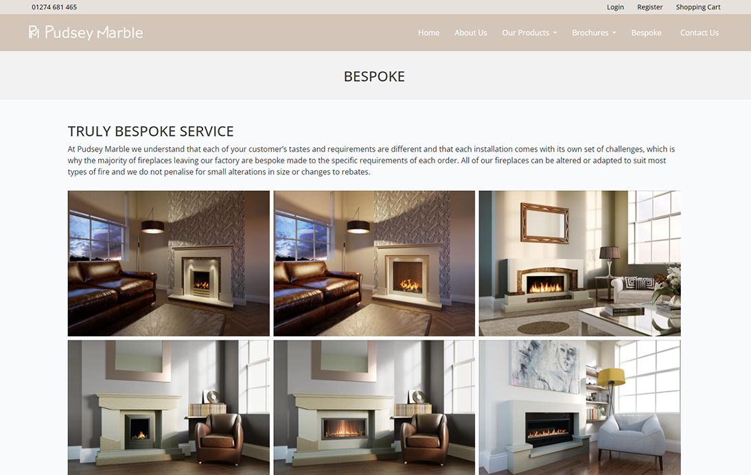 Pudsey Marble portfolio – homepage concept