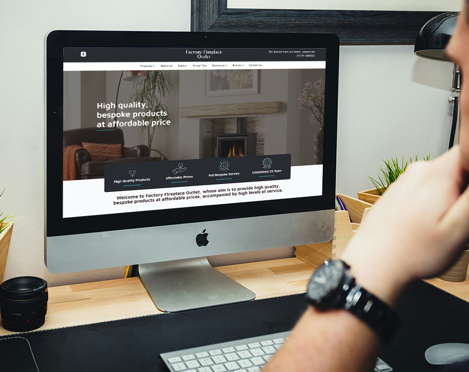 Factory Fireplace website – portfolio artboard 7