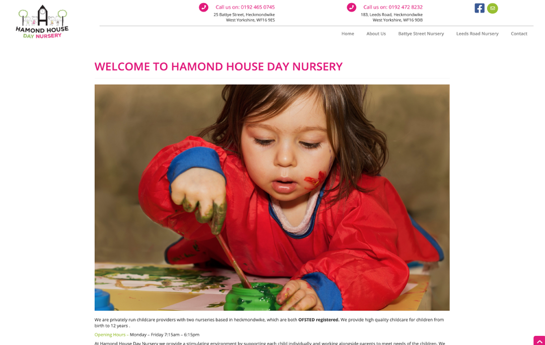 Hamond House Day Nursery – desktop inner page