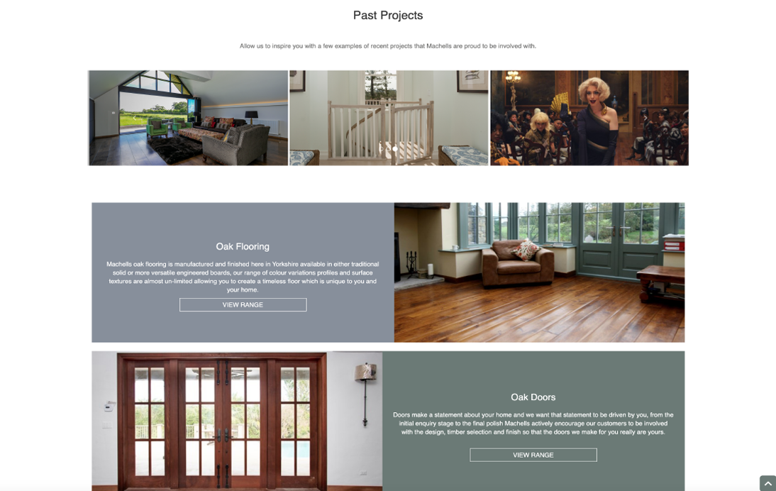 Machells website – desktop contact page
