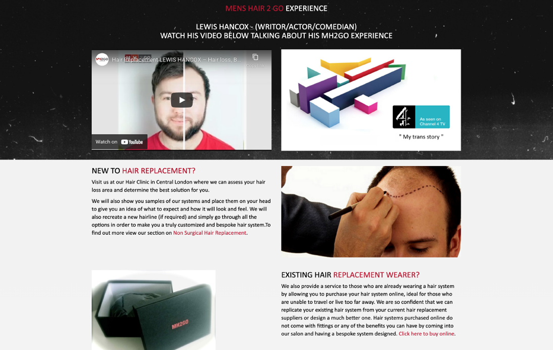 MH2Go website desktop layout – homepage concept