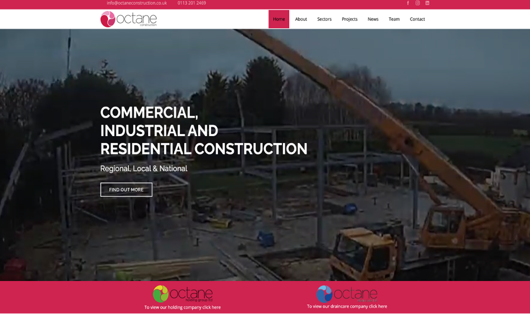 Octane website – desktop services page