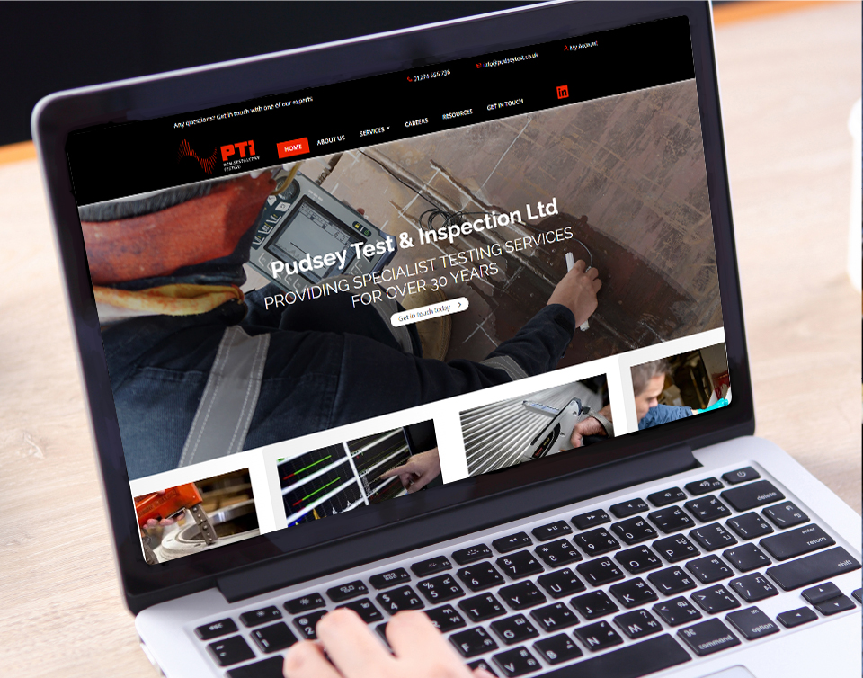 Pudsey Test & Inspection – website on laptop